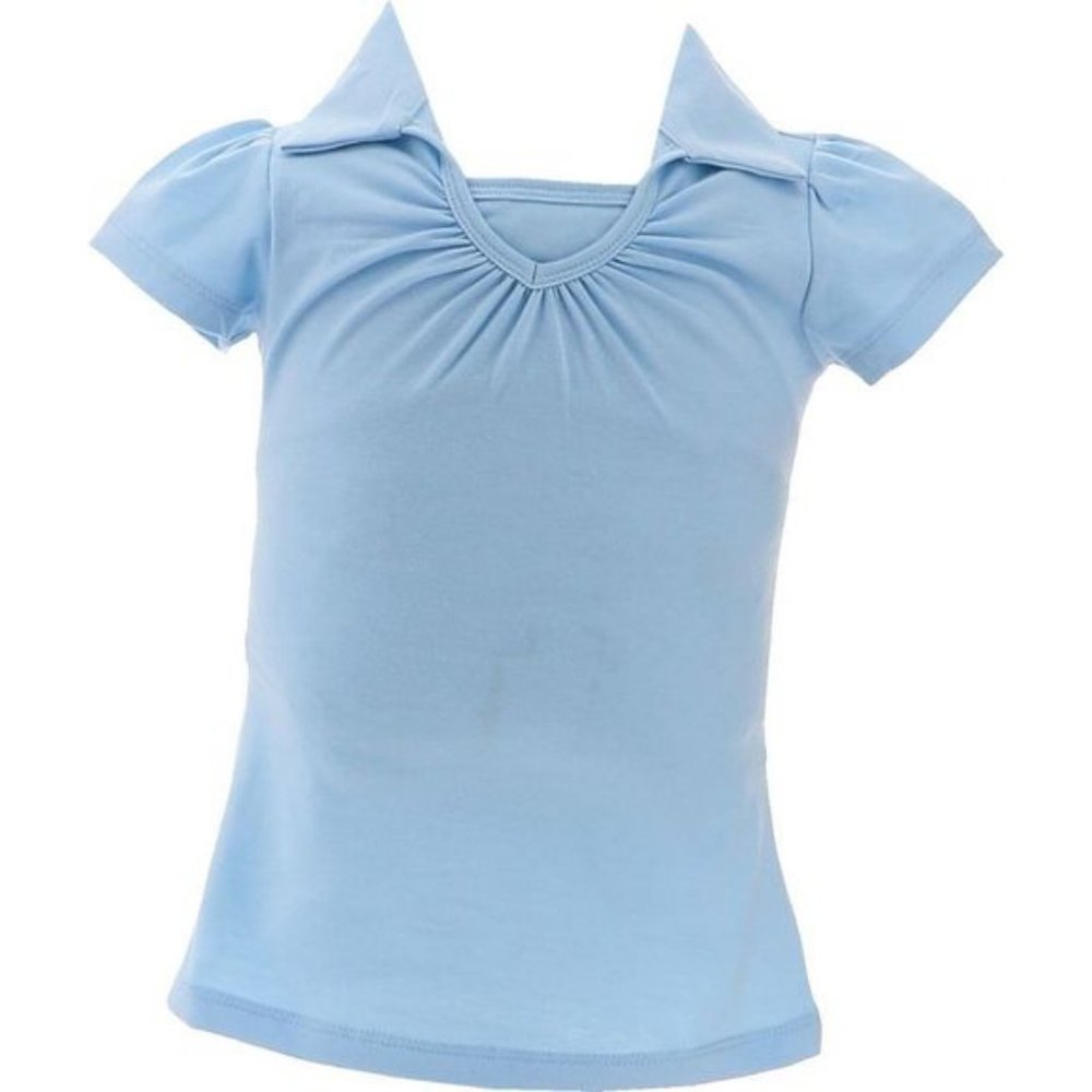 NWT CUTIE'S FASHION UNIFORM LIGHT BLUE‎ V-NECK SHORT SLEEVE POLO SHIRT 4